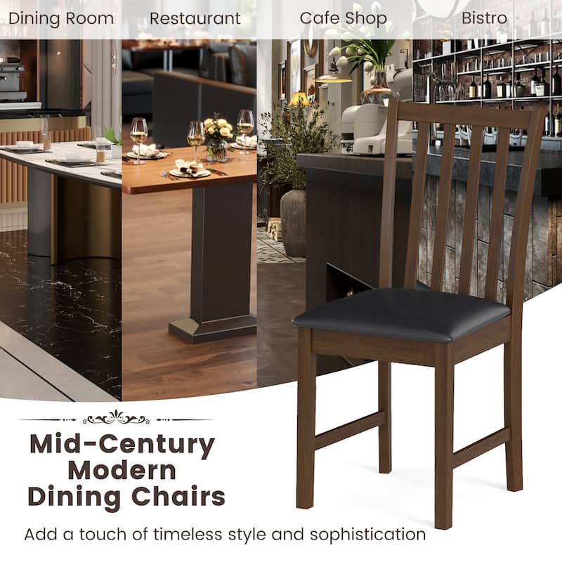 Gymax Wooden Dining Chair Set of 4 w/Rubber Wood Frame & Padded Seat &