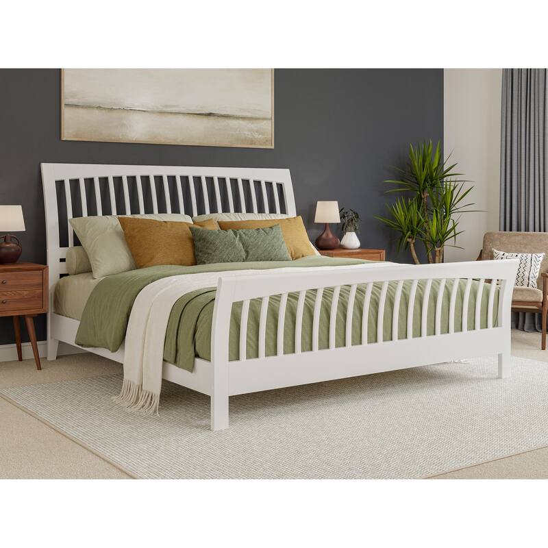 AFI Orleans Solid Wood Low Profile Platform Bed with Matching Footboard - White - King