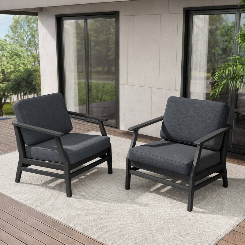 Teak Outdoor Patio Club Chairs Loveseat with Cushions