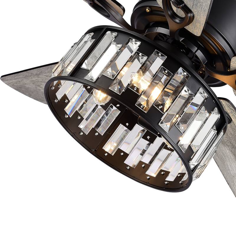 52" Crystal Chandelier 5-Blade Ceiling Fan with Light Kit and Remote