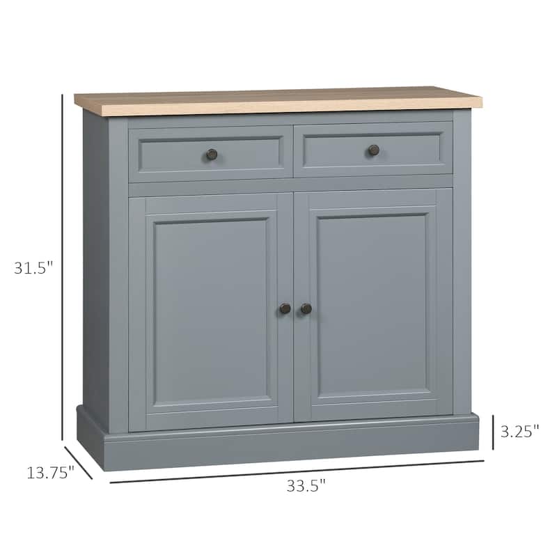 HOMCOM Sideboard Buffet Cabinet, Kitchen Cabinet, Coffee Bar Cabinet with 2 Drawers and Double Door Cupboard