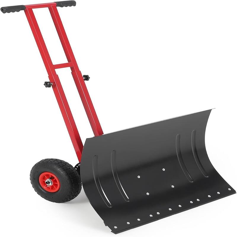 29x20 In Heavy Duty Rolling Snow Shovel With Wheels Double Armrests - 29x20 In - Black