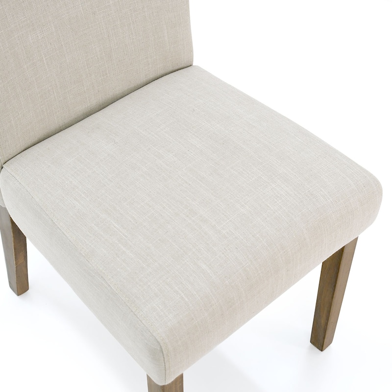 Parsons Dining Chairs with Linen Upholstery and Solid Wood Legs