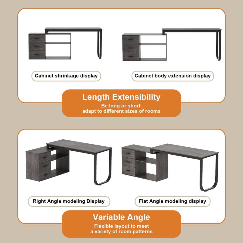 55" L Shaped Desk Writing Computer Desk Storage Workstation 5 Colors