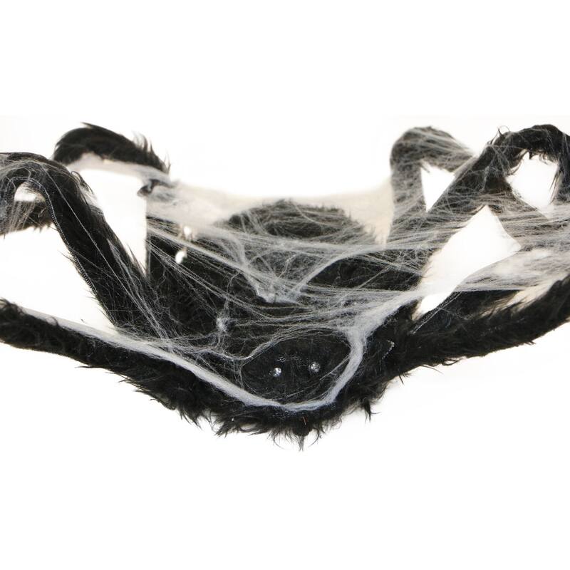 Haunted Hill Farm 2.5-ft. Spider with Web, Indoor/Covered Outdoor Halloween Decoration, LED Red Eyes, Poseable, Cobweb