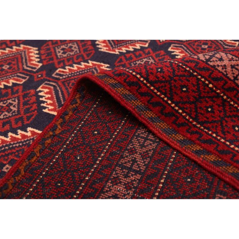ECARPETGALLERY Hand-knotted Teimani Dark Navy, Red Wool Rug - 3'8 x 6'3