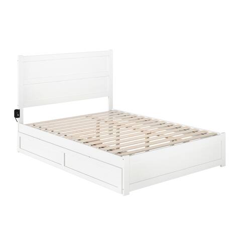 NoHo Queen Bed with Footboard and Twin Extra Long Trundle in White