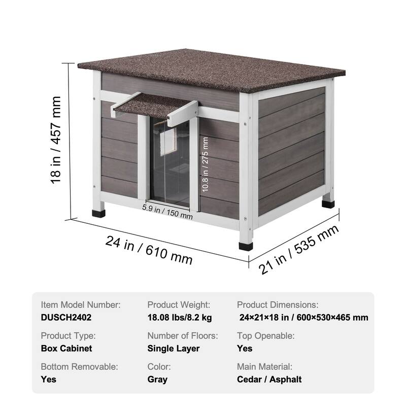 Outdoor Cat House Weatherproof, Feral Cat Shelter for Multiple Cats, Outdoor Wooden Cat Rabbit House