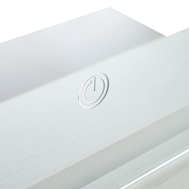 Rustic Makeup Vanity Desk with 3 Color Adjustable Touch Control Mirror, Built-in Power Outlets Dressing Table Set with Stool