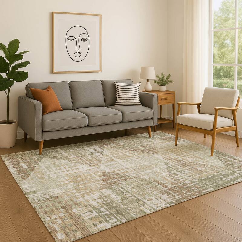 Premium Washable Super Soft Hatch Diamond Mayfield Rug - Fern - 9' x 12'