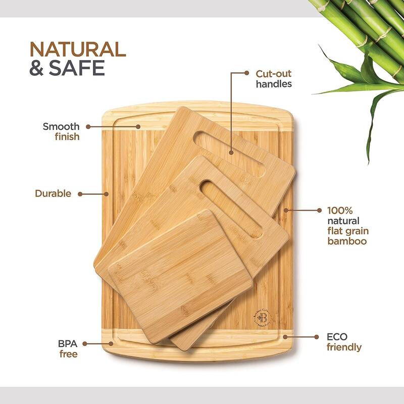 Bamboo Cutting Board Set - Wooden cutting board, Assorted Sizes of Bamboo Wood Cutting Boards & Chopping Board for Kitchen
