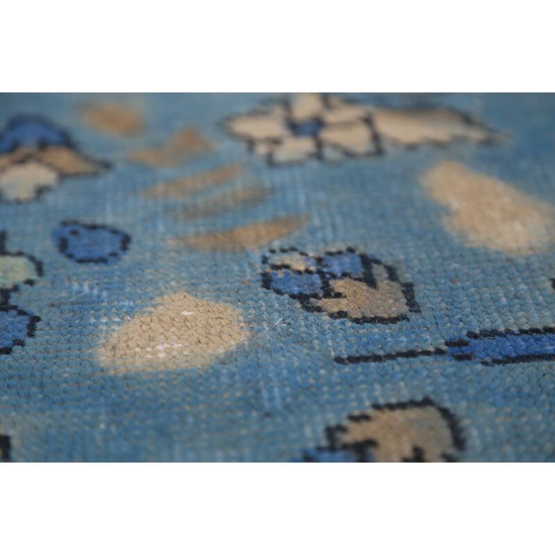 Blue Floral Tabriz Persian Area Rug Oriental Hand-Knotted Wool Carpet - 9'8"x 13'0"