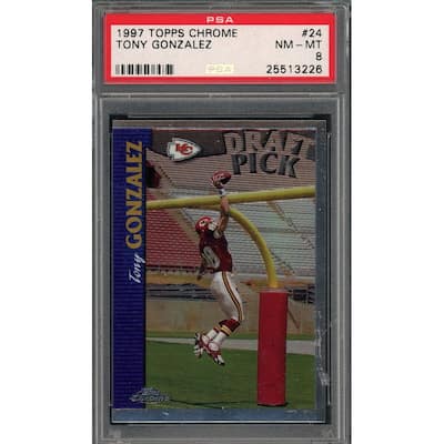 Tony Gonzalez 1997 Topps Chrome Football Rookie Card #24 Graded PSA 8 - 8'6" x 11'6"