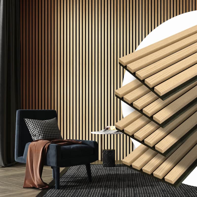 Art3d 7.9 x 94.5in Wood Slat Acoustic Panels,Acoustic Wall Cladding Siding Board,4pcs
