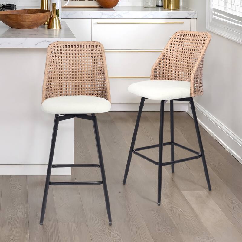 28.8" Indoor Swivel Wicker Barstools