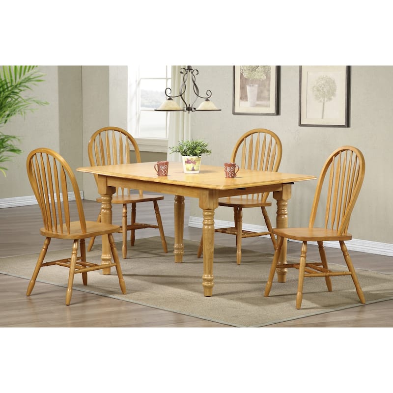 Retro Dining Chairs Set of 2 - Solid Wood Arrowback Side Chairs - Light Oak Finish - Fully Assembled