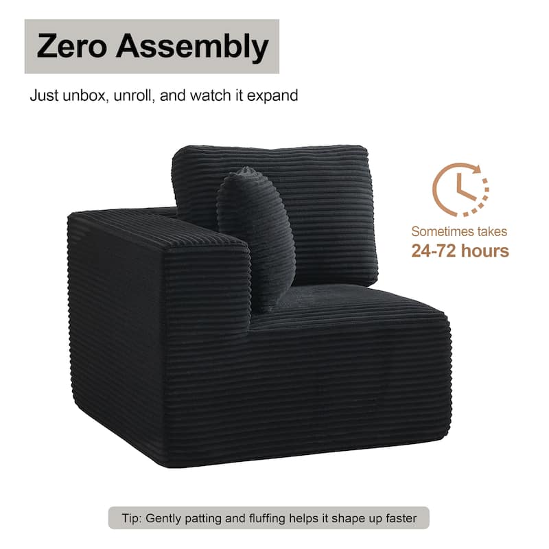 Couch Modular Sectional Sofa with Plush Corduroy No Assembly Required