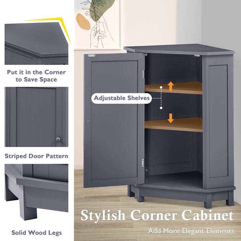 Bathroom Cabinet Triangle Corner Storage Cabinet with Adjustable Shelf