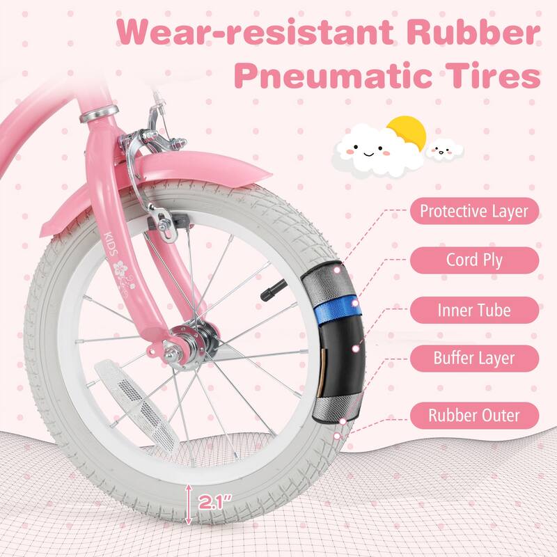 Kids Bike with Training Wheels and Basket for Ages 3-8 Boys Girls