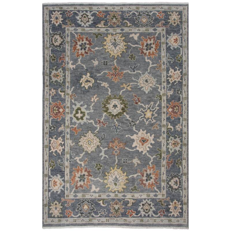 Alora Decor Lush Grey Floral Hand Knotted Wool Area Rug