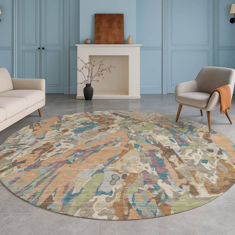 Machine Washable Indoor/ Outdoor Brushstrokes Chantille Rug