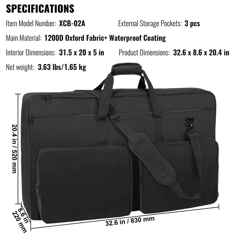DJ Bag, 1200D Oxford Fabric, DJ Gear Carry Bag with a Storage Pocket 4.92 ft Removable Shoulder Strap 0.39 in Padding