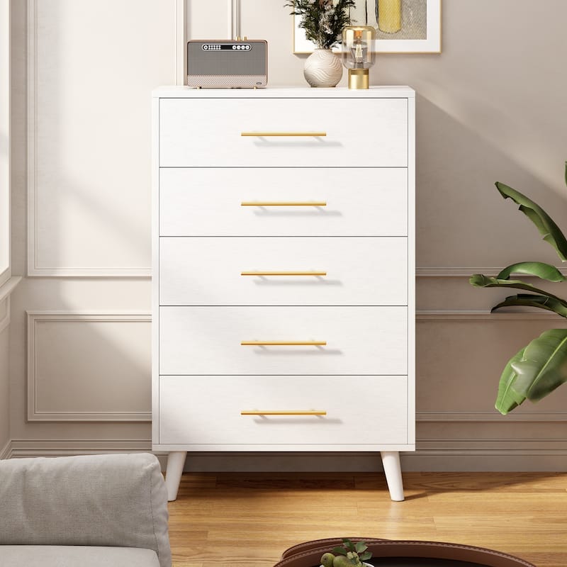 5/6/Chest of Drawers Dresser Modern Drawers with Metal Handles, Wood Storage Dresser for Bedroom, Living Room, Entryway