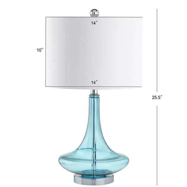 dimension image slide 0 of 4, Ames 25.5" Glass Teardrop LED Table Lamp, Mercury Silver/Chrome (Set of 2) by JONATHAN Y