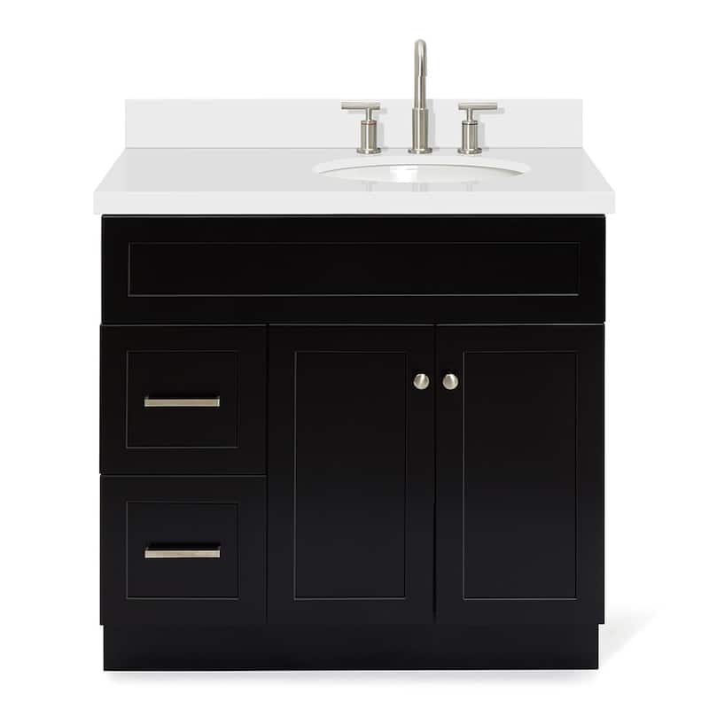 Ariel F037SRWQOVO Hamlet 37" Free Standing Single Basin Vanity Set - Black / Pure White Top - Anthracite Finish