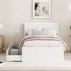 preview thumbnail 1 of 7, Twin Size Wood Bed Frame with Drawers, Wooden Platform Bed Frame with Headboard and 2 Storage Drawers, for Kids Teens Adults White - Twin