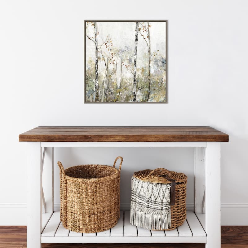 Soft Birch Forest II by Allison Pearce Framed Canvas Wall Art Print - Sylvie Greywash