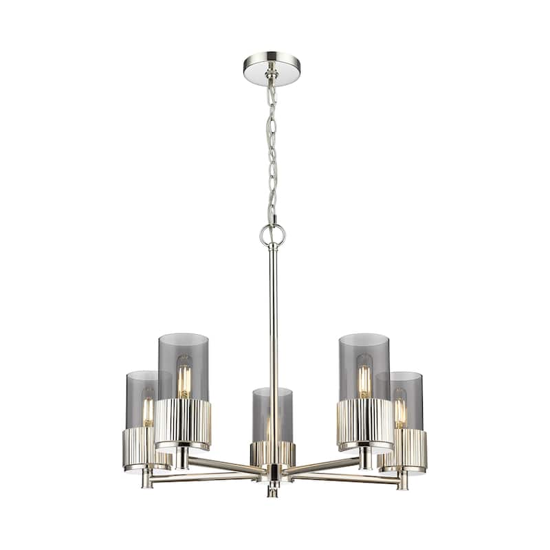 Innovations Lighting Bolivar - 5 Light 7" Chain Hung Chandelier. - Polished Nickel/Light Smoke