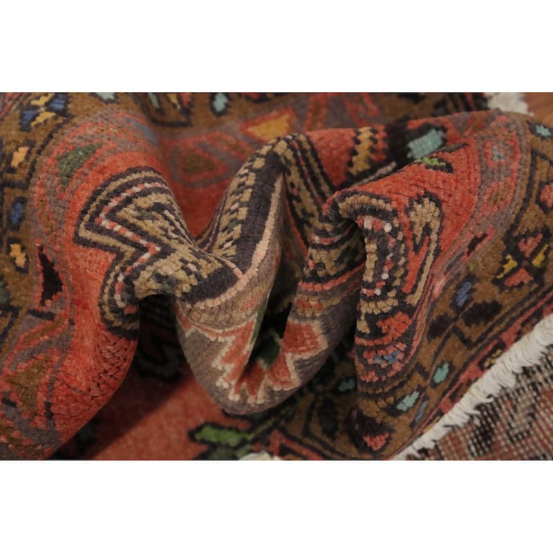 Hand Knotted Oriental 100% Wool Carpet Traditional Tribal Oranges & Rust Hamedan Runner Rug - 10' 1'' X 3' 5''