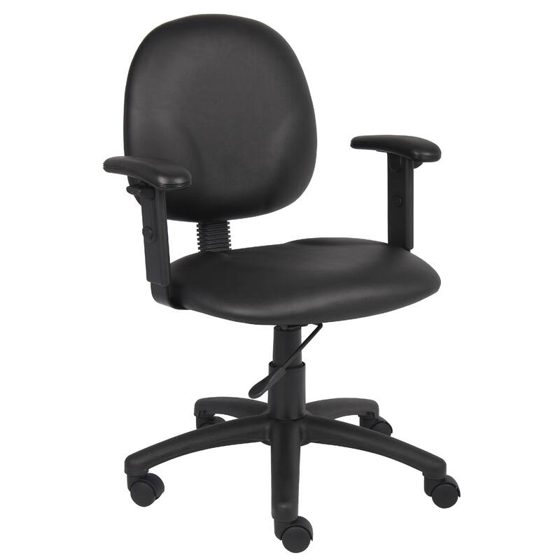 Blair Swivel Task Armchair with Contour Back, Caster Wheel, Black Vinyl