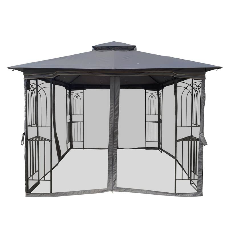 10FT Outdoor Patio Gazebo Canopy Tent With Ventilated Double Roof