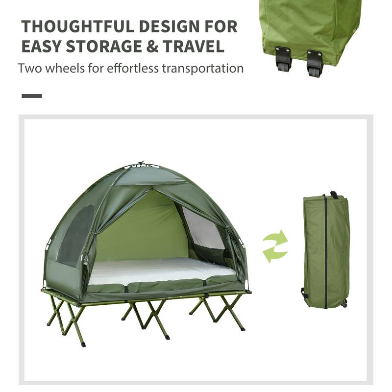 2 Person Foldable 4-In-1 Elevated Camping Bed Tent