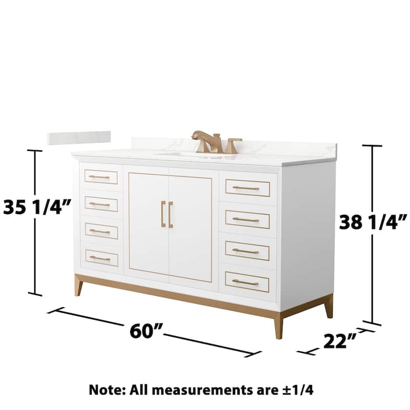 Wyndham Collection WCH515160S-QTZ-US3MXX Marlena 60" Free Standing