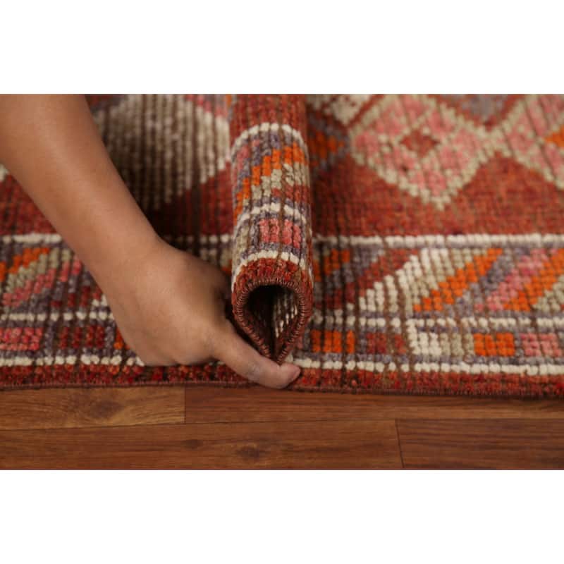 Oushak Turkish Vintage Runner Rug Foyer Hand-Knotted Wool Carpet - 2'11"x 12'9"