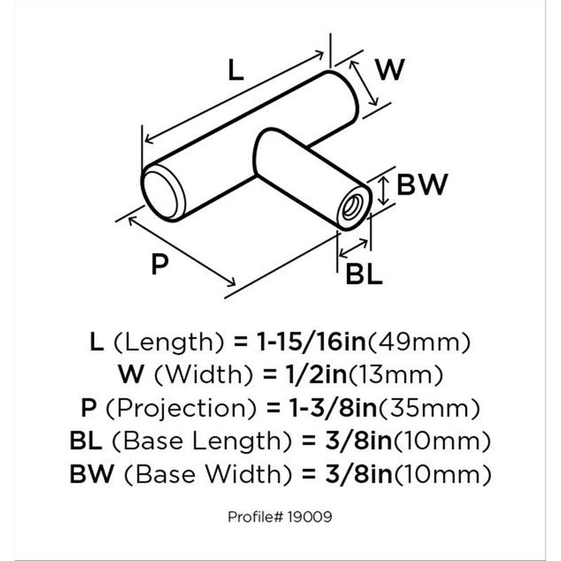 Bar Pulls 1-15/16 in (49 mm) Length Oil-Rubbed Bronze Cabinet Knob - 10 Pack - 1.9375