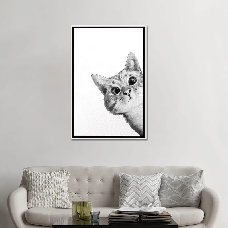 iCanvas "Sneaky Cat" by Laura Graves Framed Canvas Print