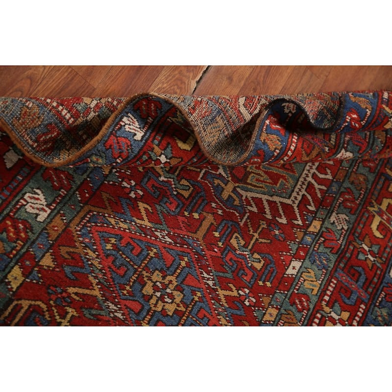 Vegetable Dye Antique Heriz Serapi Persian Runner Wool Carpet - 3'5" x 10'4"