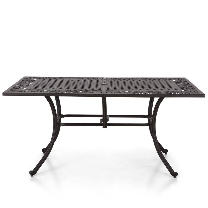 MAISON ARTS 7-Piece Cast Aluminum Patio Dining Set with Rectangle Dining Table & 6 Cast Aluminum Patio Chairs