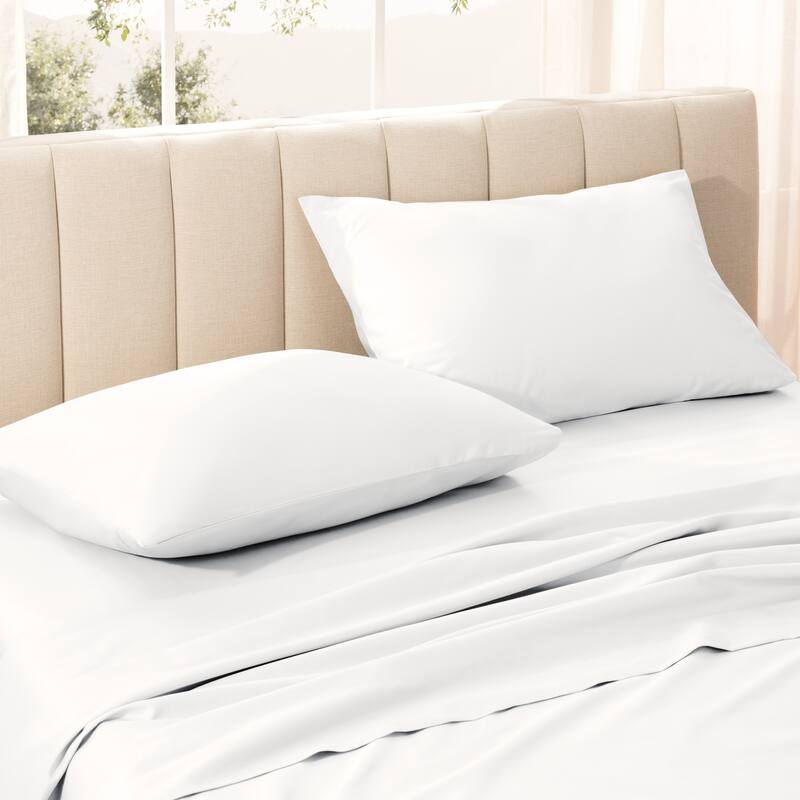 Bare Home Organic Cotton Pillowcase Set - Silky Smooth Sateen Weave - King - White