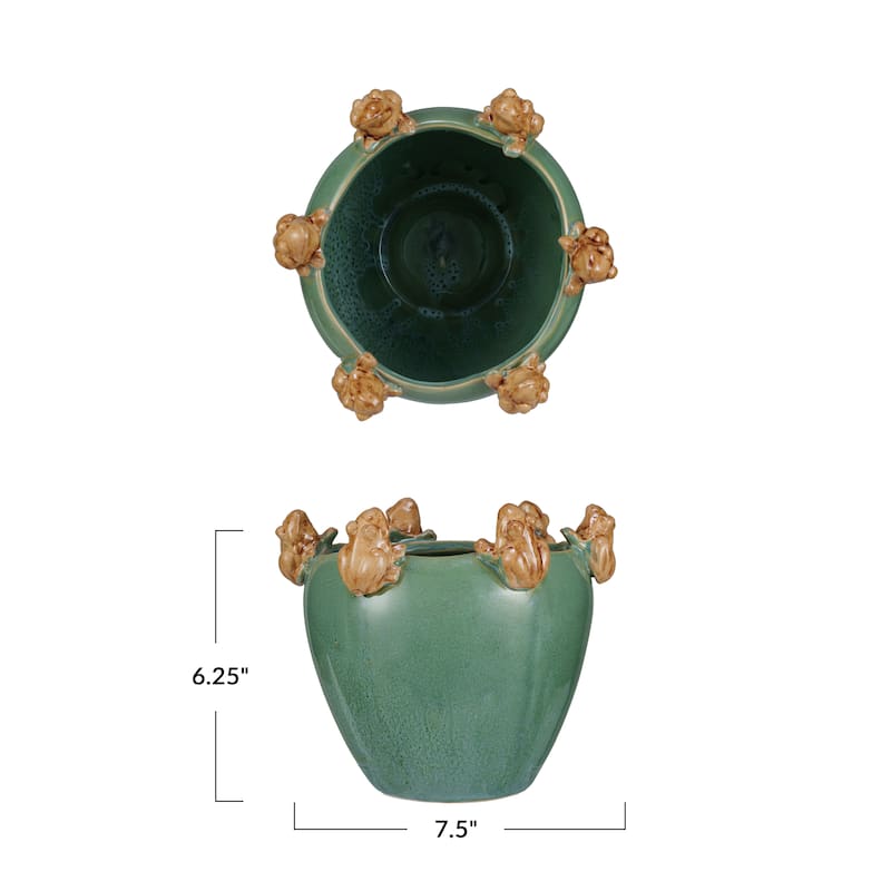 Decorative Stoneware Planter on Rim