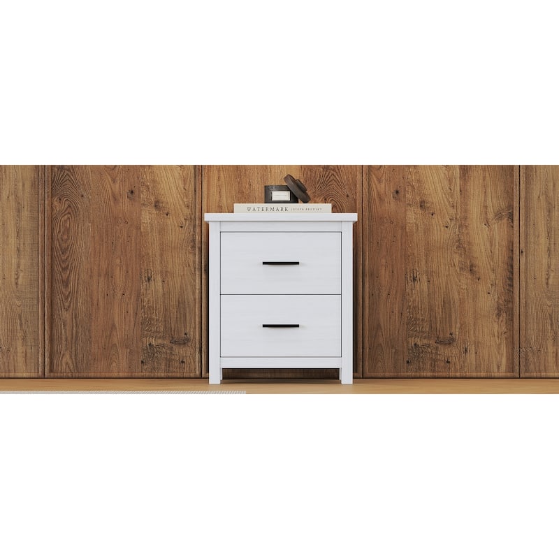 Dark Walnut Vintage Nightstand with Two Spacious Drawers, Simple & Modern Design