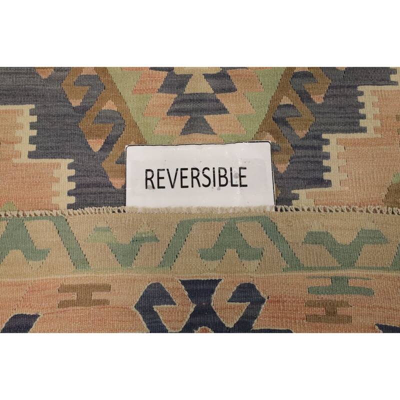 Hand Woven Oriental 100% Wool Carpet Southwestern Tribal Oranges & Rust Kilim Area Rug - 11' 5'' X 5' 4''