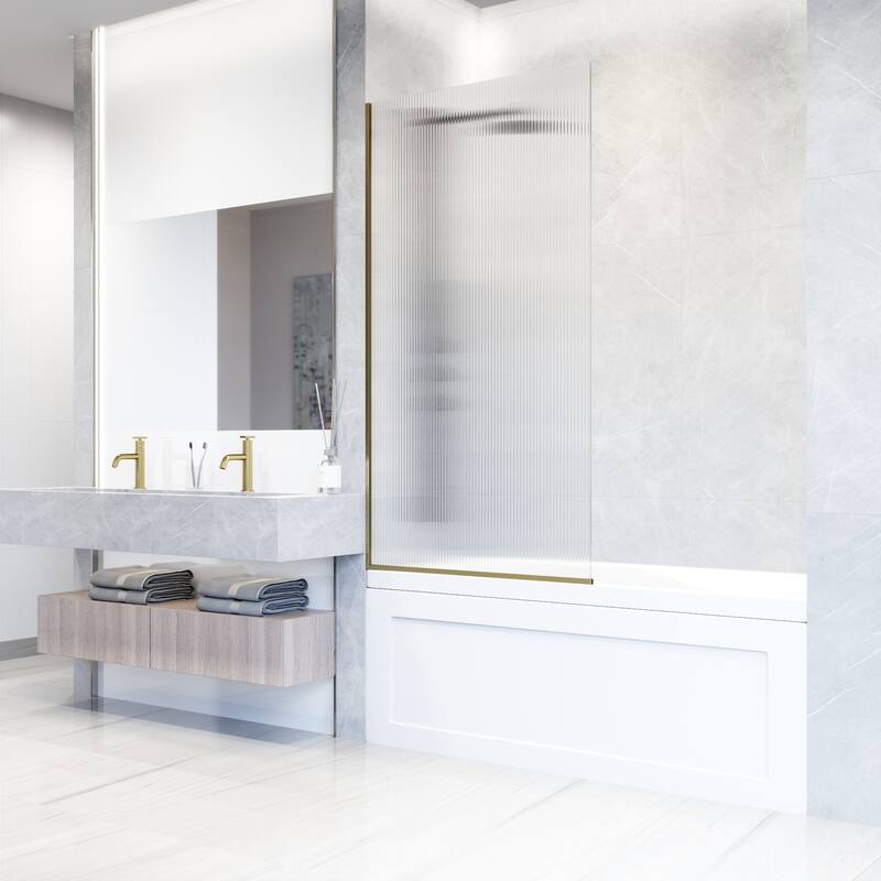 VIGO Zenith 34" W x 62" H Frameless Fixed Tub Screen Door