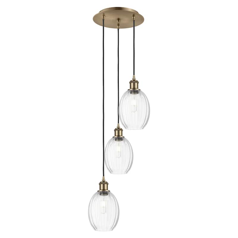 Innovations Lighting Endless Possibilities Ballston - Preston - 3 Light 13" Bulb Shade Cord Hung Multi Pendant - Antique Brass/Clear