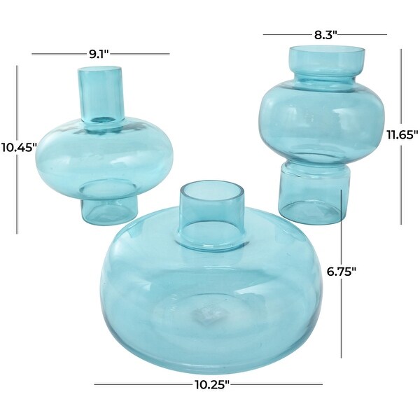 Glass Round Decorative Vase with Varying Shapes and Sizes - Set of