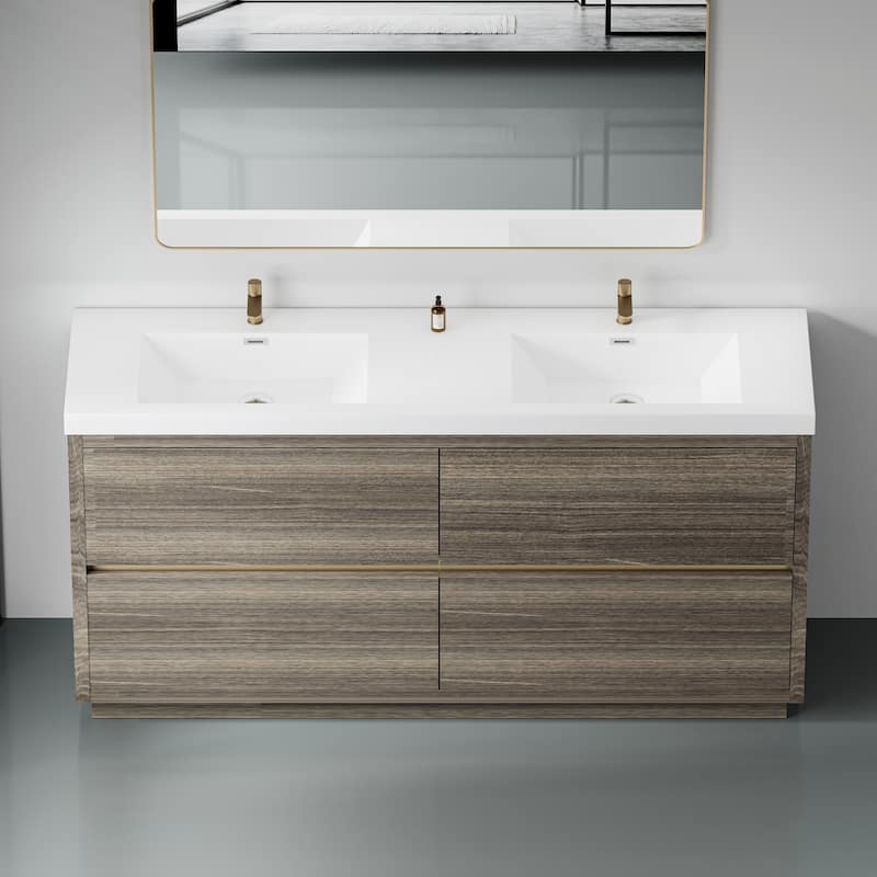 GDFStudio 72" Freestanding Bathroom Vanity with Double Sinks